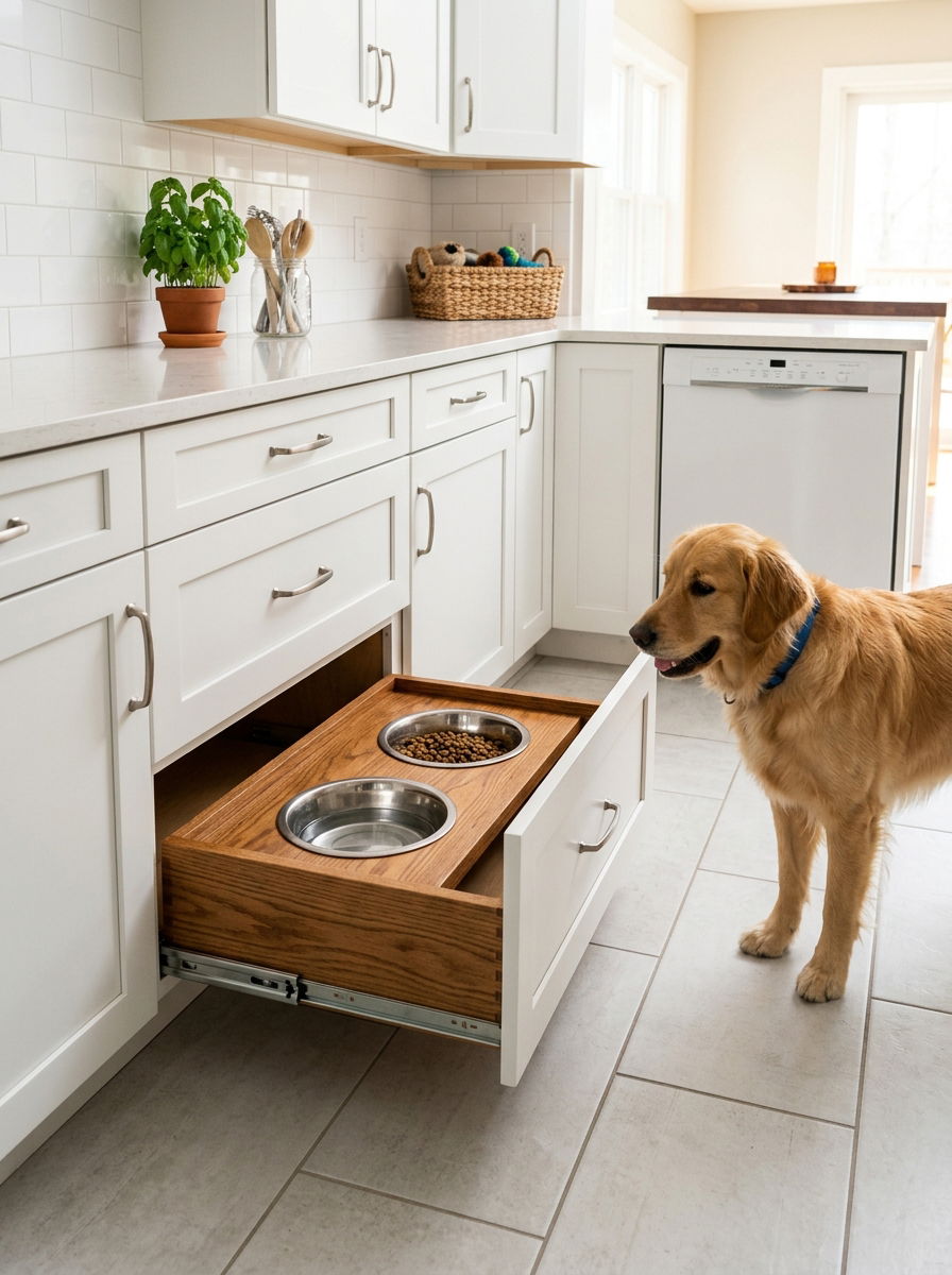 Pull out pet feeding station - 30 vertical drawer storage ideas