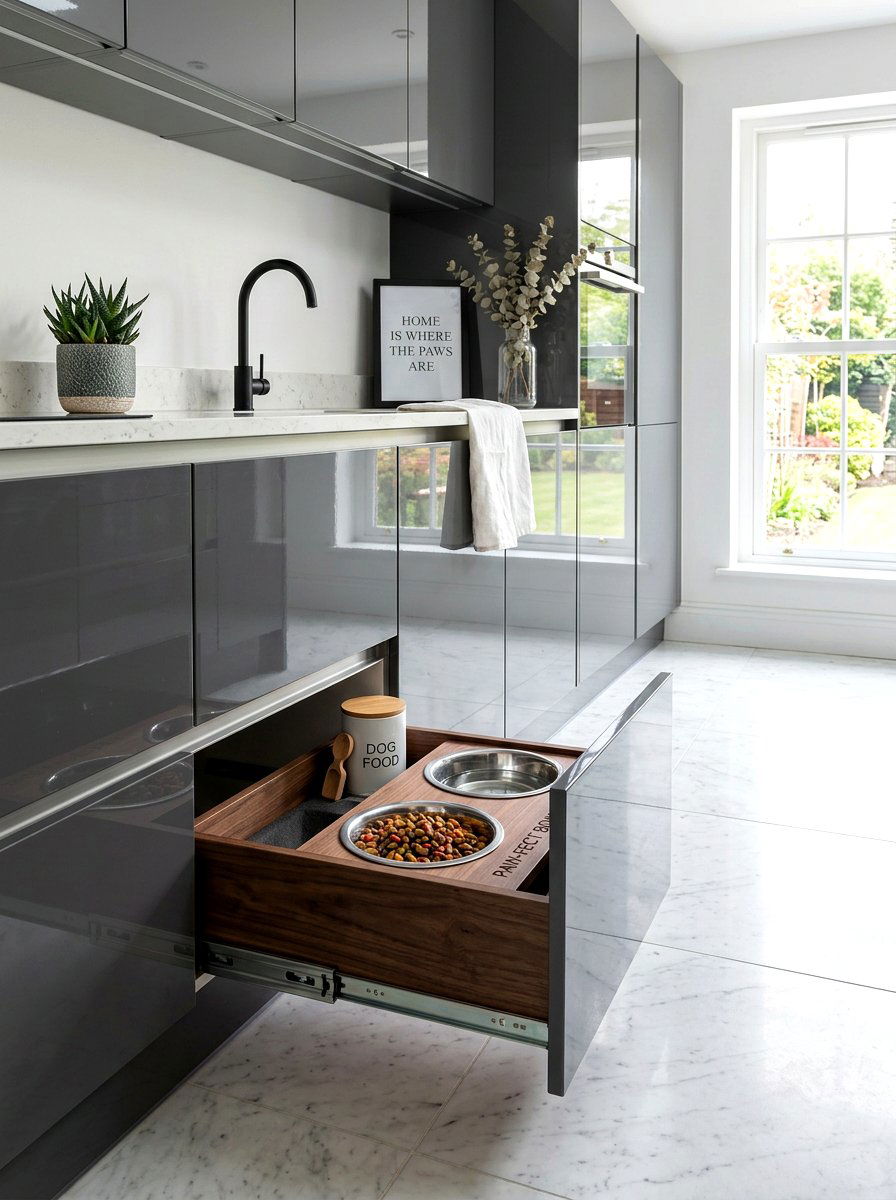 Pull out pet food drawer - 30 pet station kitchen ideas