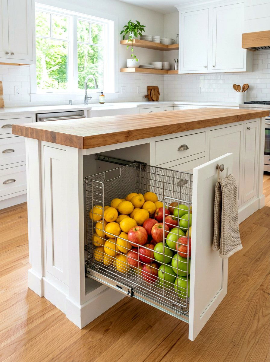Pull out produce bin - 30 island end cap ideas