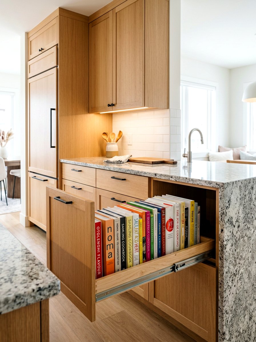 Pull out shelf - 30 book shelf kitchen ideas