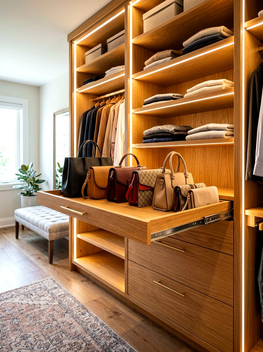 Pull out shelf - 30 handbag storage ideas