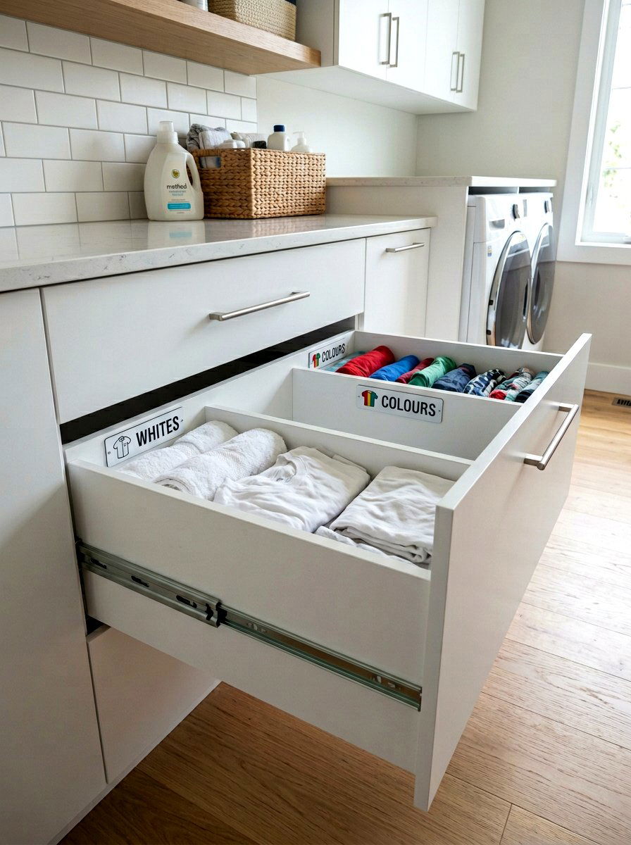 Pull out sorting drawer - 30 utility room ideas