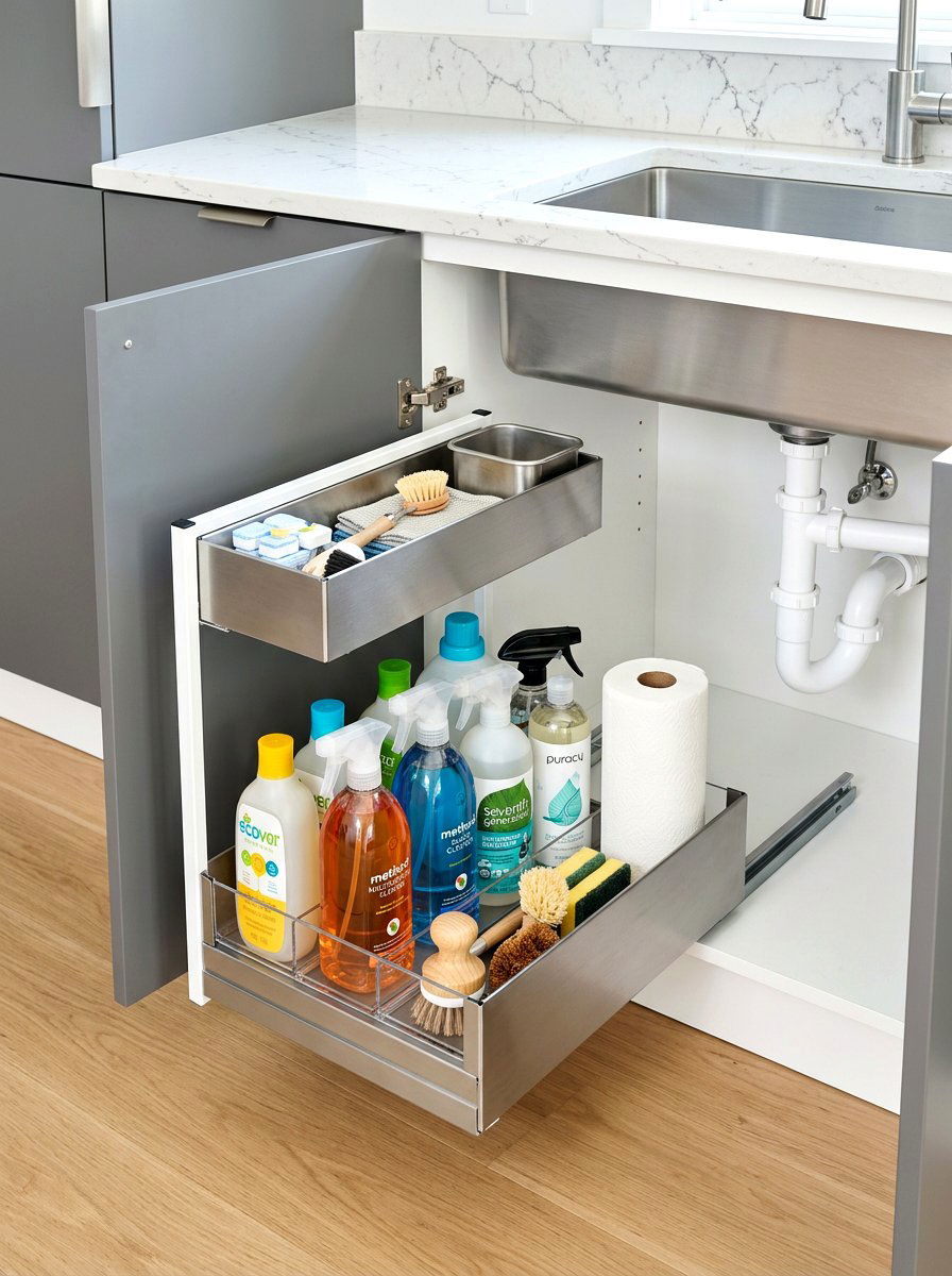 Pull out under sink drawers - 30 organizing under sink storage ideas