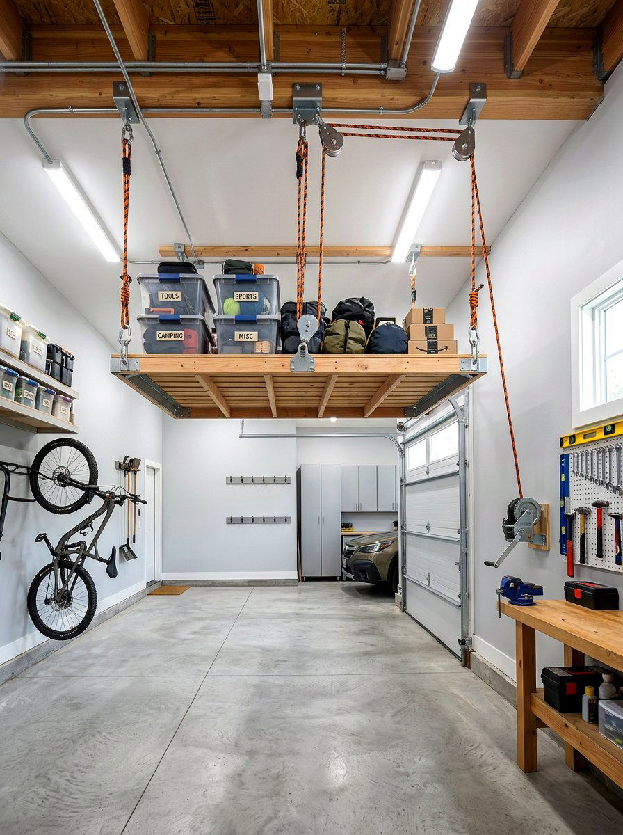 30 Garage Overhead Rack Ideas For Maximum Storage Above Cars