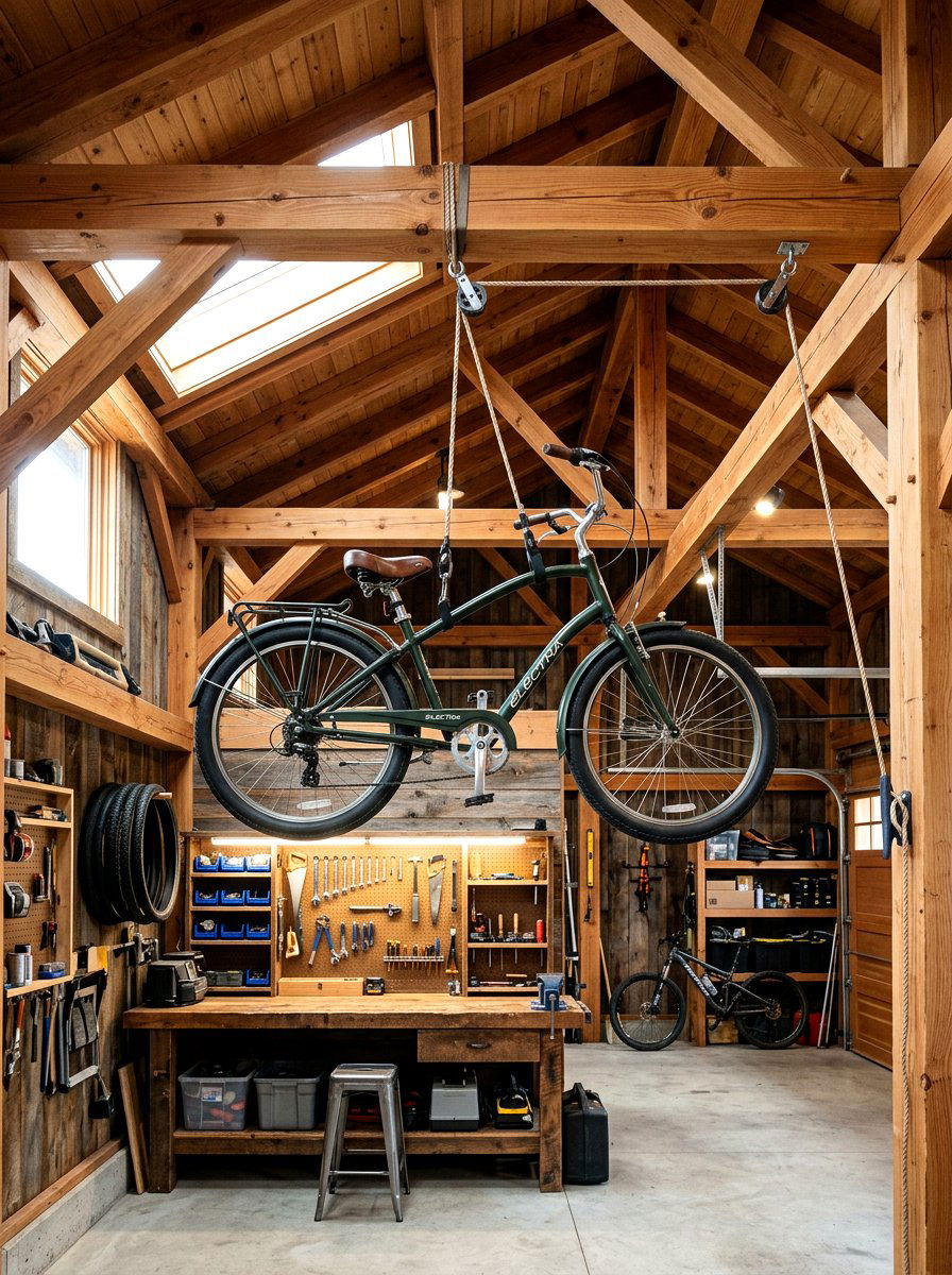Pulley system bike storage - 30 garage bike storage ideas