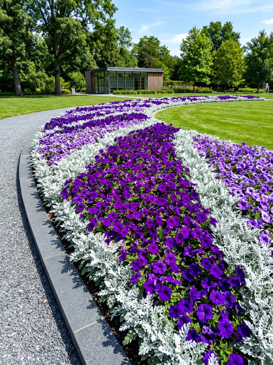 Purple And Silver Flower Bed - 30 flower bed color ideas