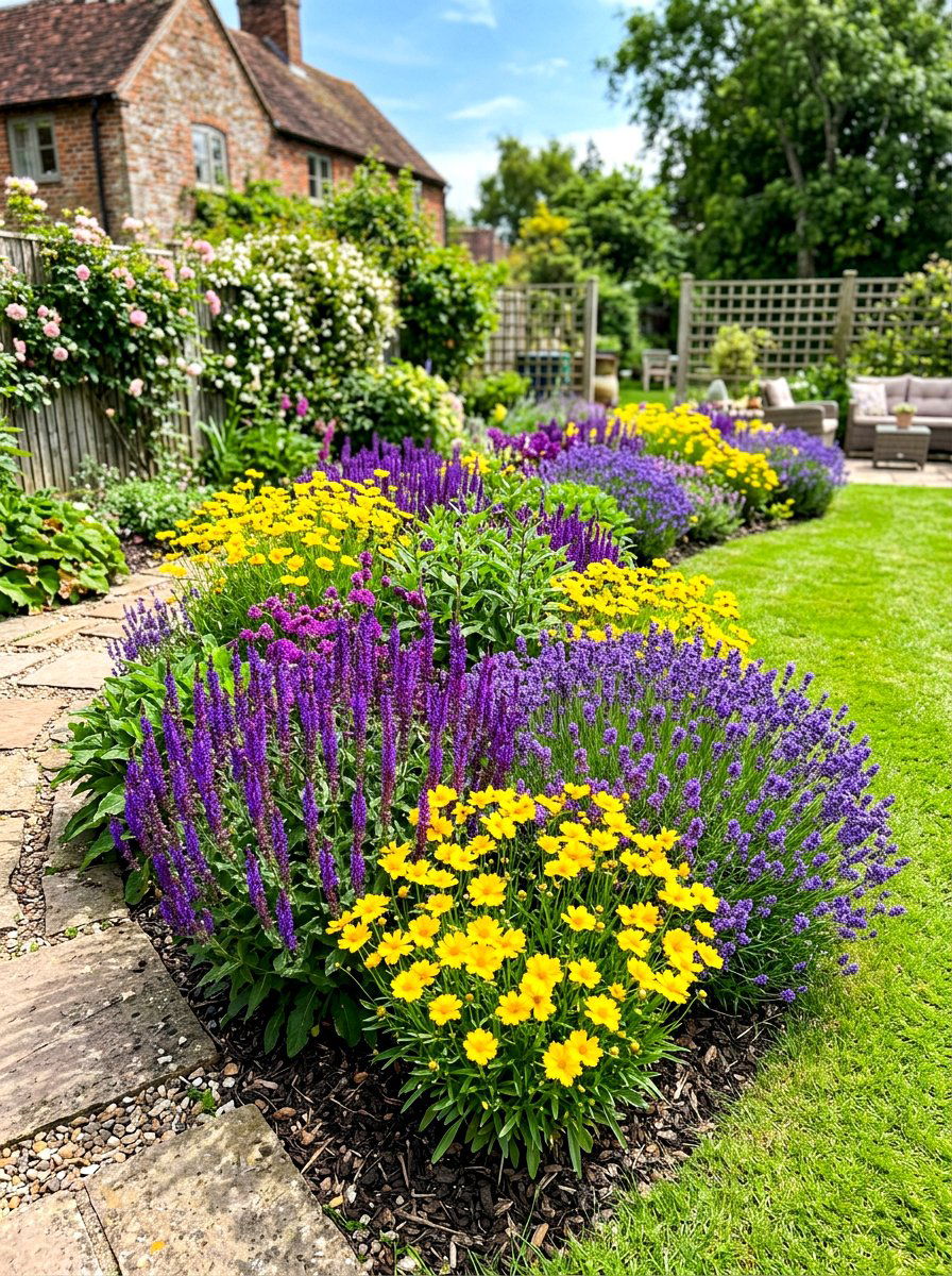Purple And Yellow Flower Bed - 30 flower bed color ideas