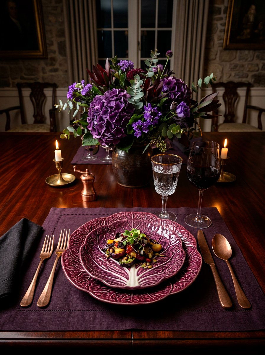 Purple Cabbage Plate Design - 30 cabbage plate tablescape ideas