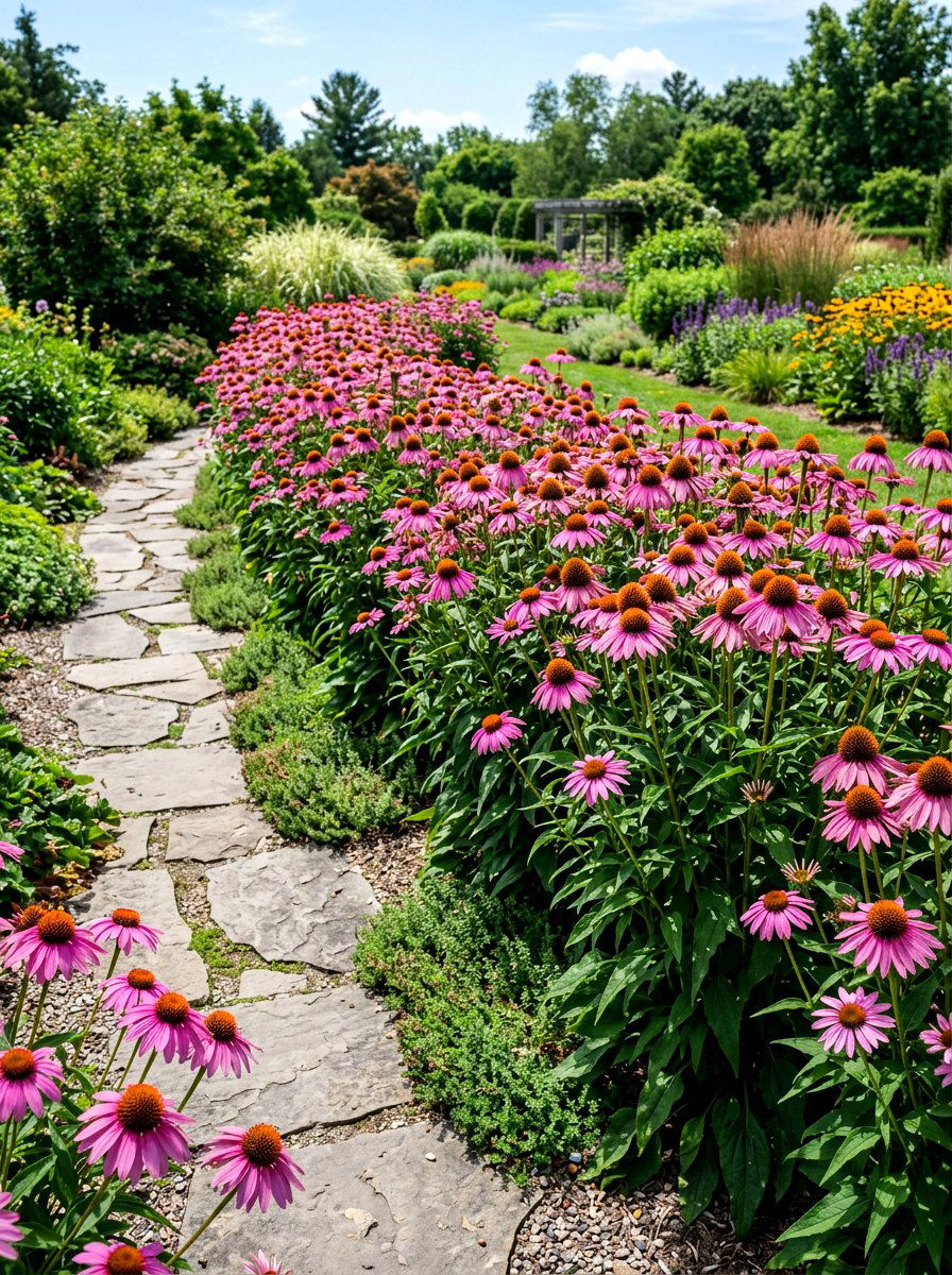 Purple Coneflower Border - 30 butterfly garden ideas