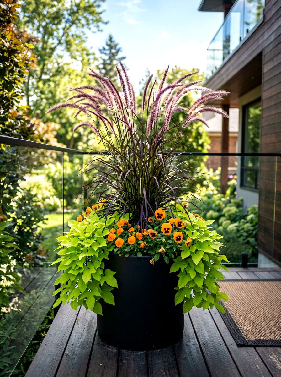 Purple Fountain Grass Outdoor - 30 fall porch planter ideas