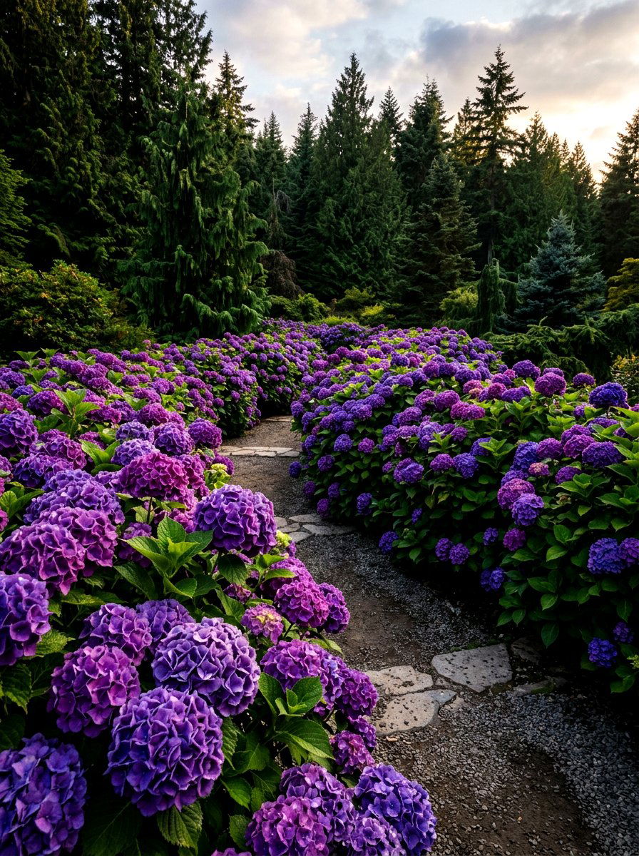 Purple Hydrangea Landscape - 30 hydrangea garden border ideas