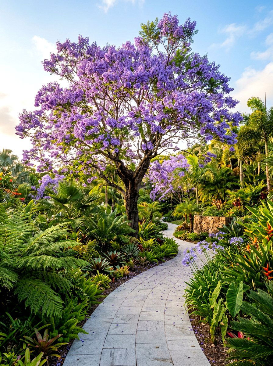 Purple Jacaranda Tree - 30 flowering tree garden ideas