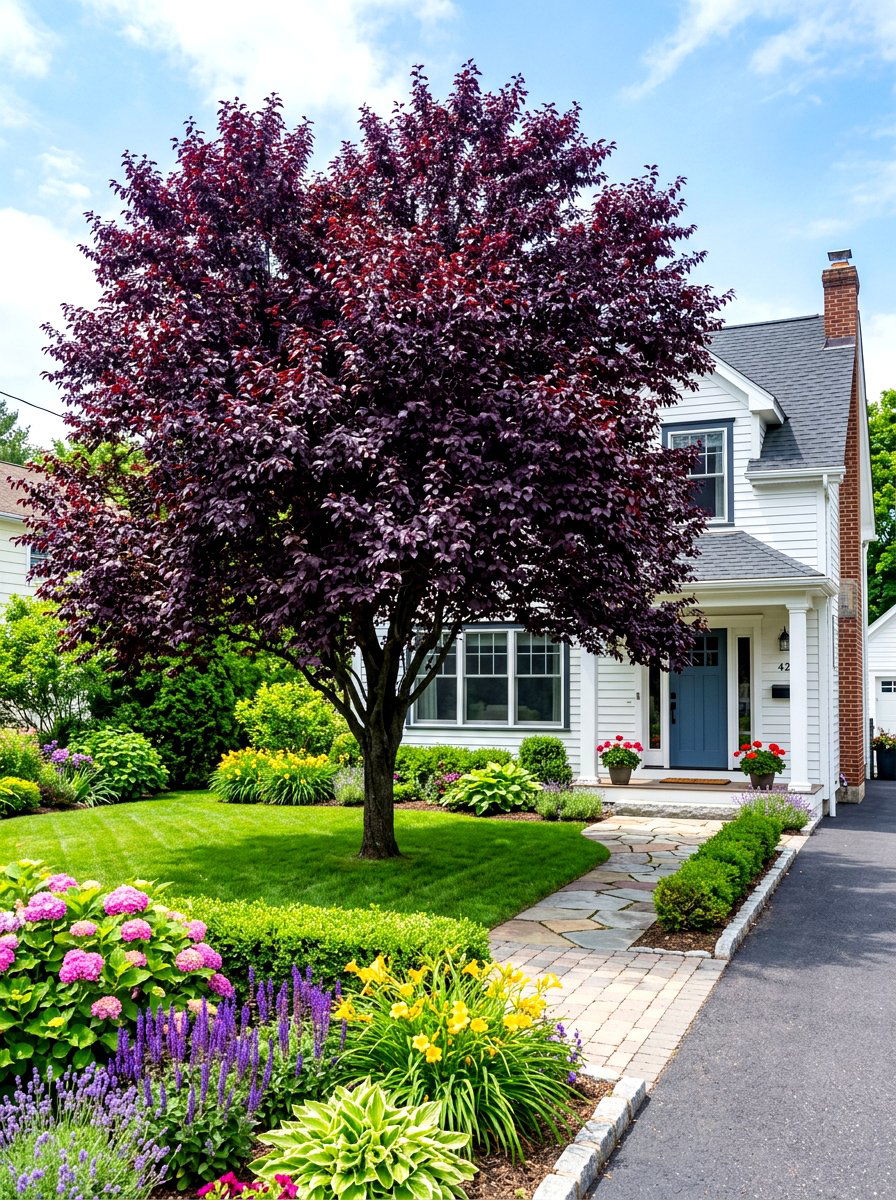 Purple Leaf Plum Curb Appeal - 30 ornamental tree landscaping ideas