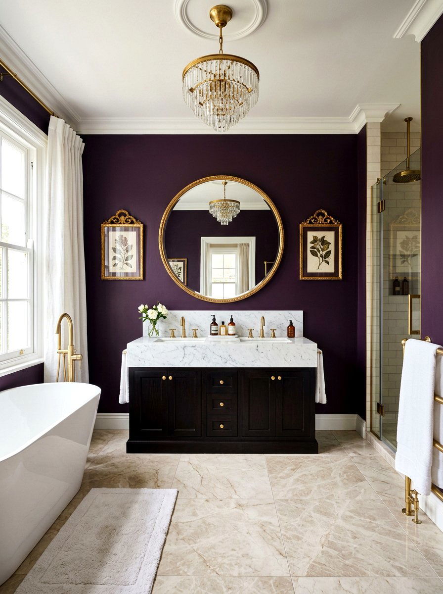 Purple Paint Color - 30 jewel box bath ideas
