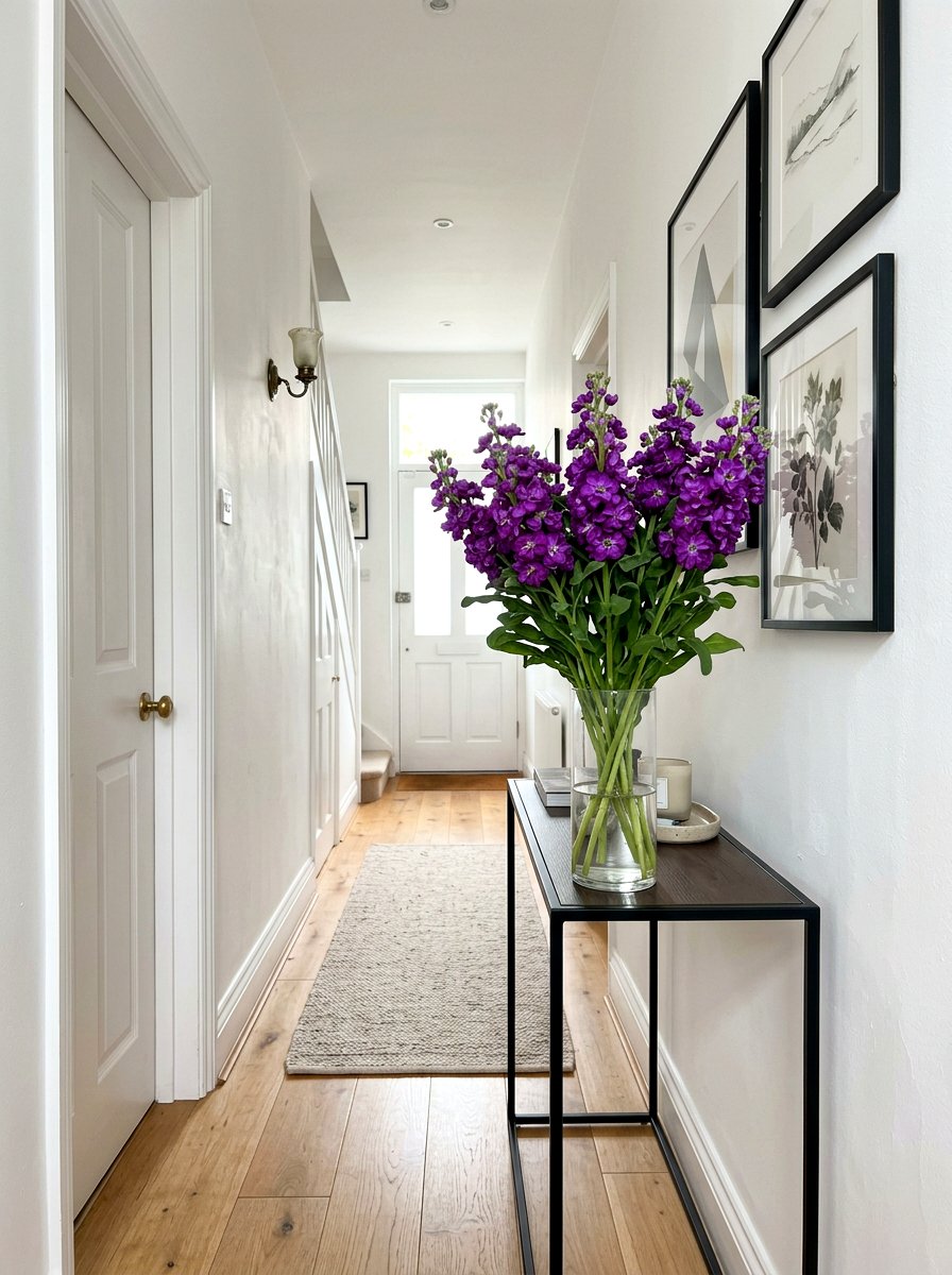 Purple Stock Flowers In Tall Vase - 30 spring flower arrangement ideas