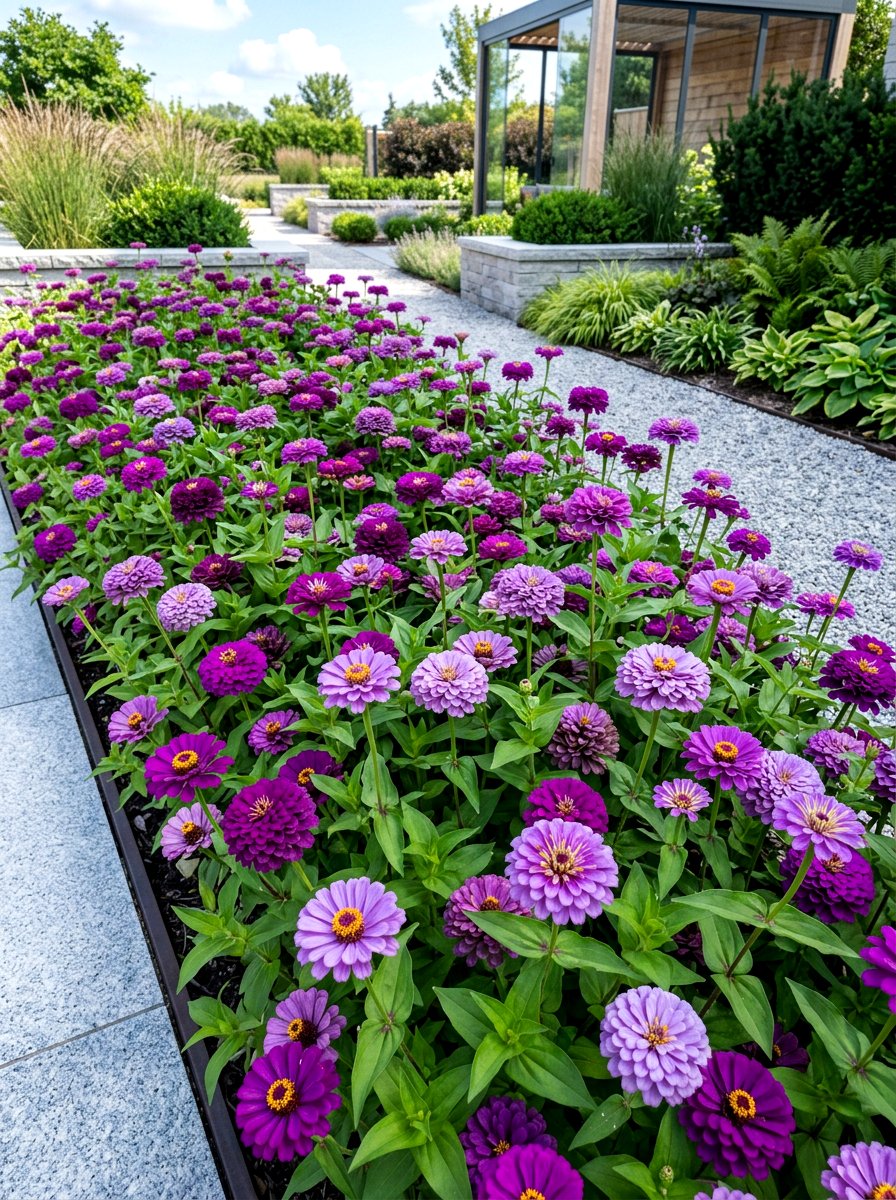 Purple Zinnia Garden - 30 zinnia garden ideas