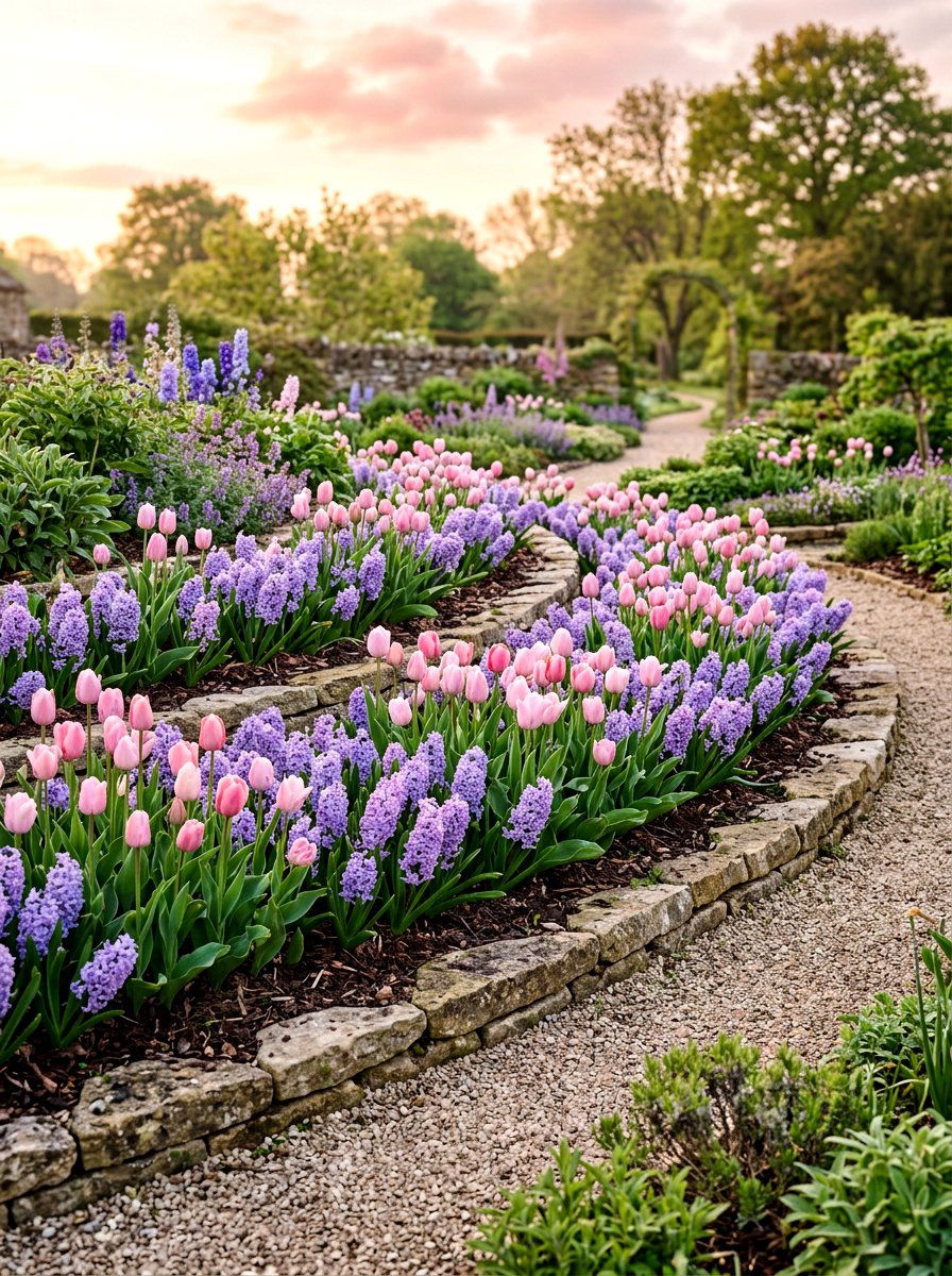 Purple and pink bulb collection - 30 bulb layer planting ideas