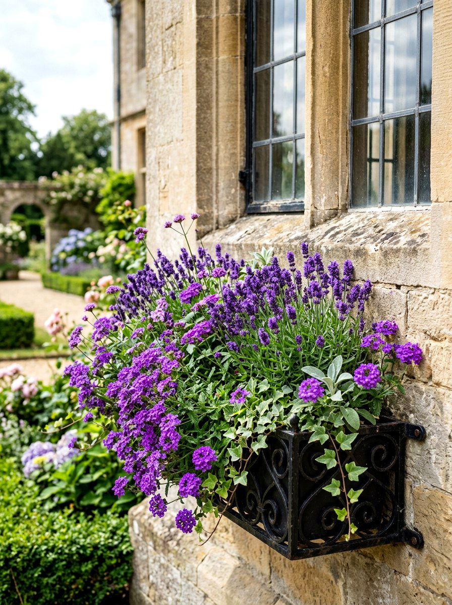 Purple flower window box - 30 window box ideas