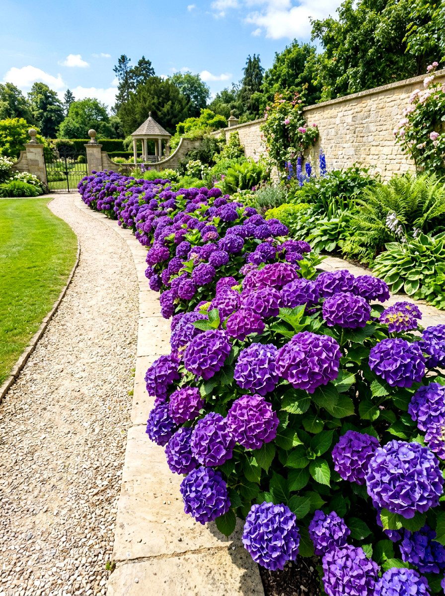 Purple hydrangea garden border - 30 hydrangea border ideas