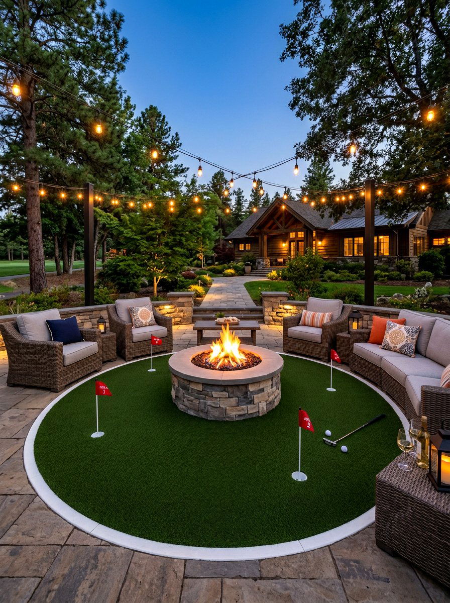 Putting Green Around Fire Pit - 30 backyard putting green ideas