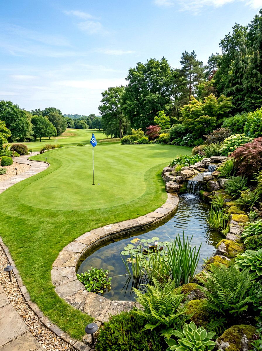 Putting Green With Water Feature - 30 backyard putting green ideas