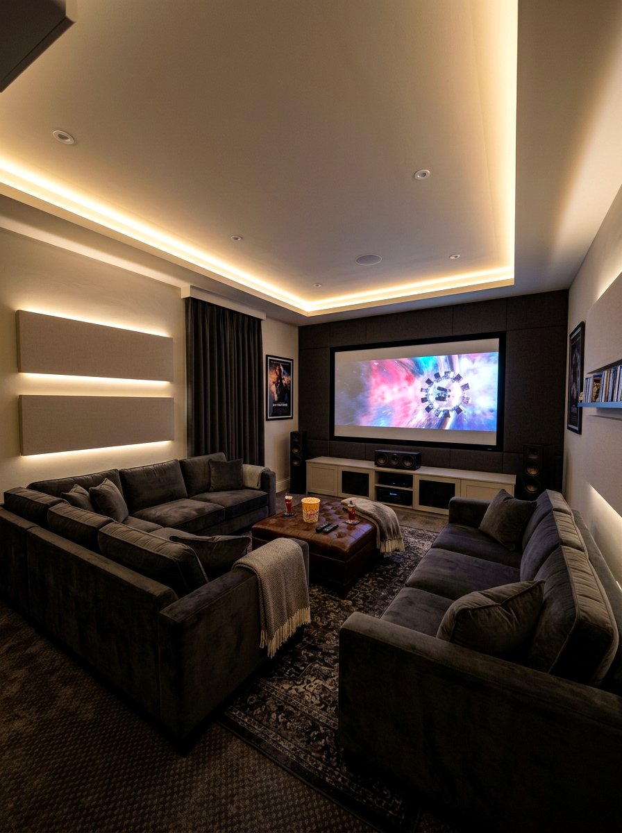 Putty Color Media Room - 30 putty color wall ideas