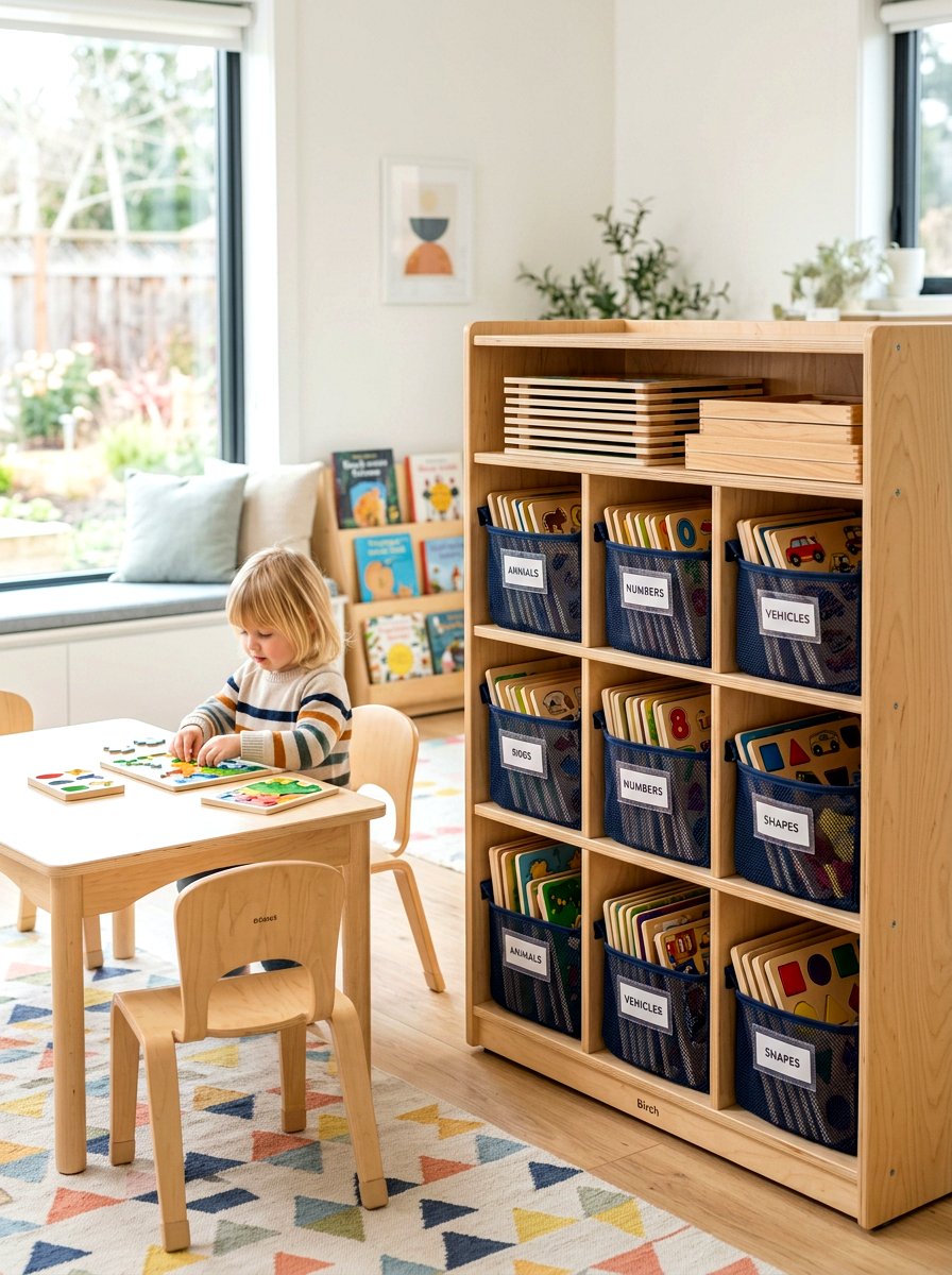 Puzzle Storage System - 30 organizing kids toys ideas