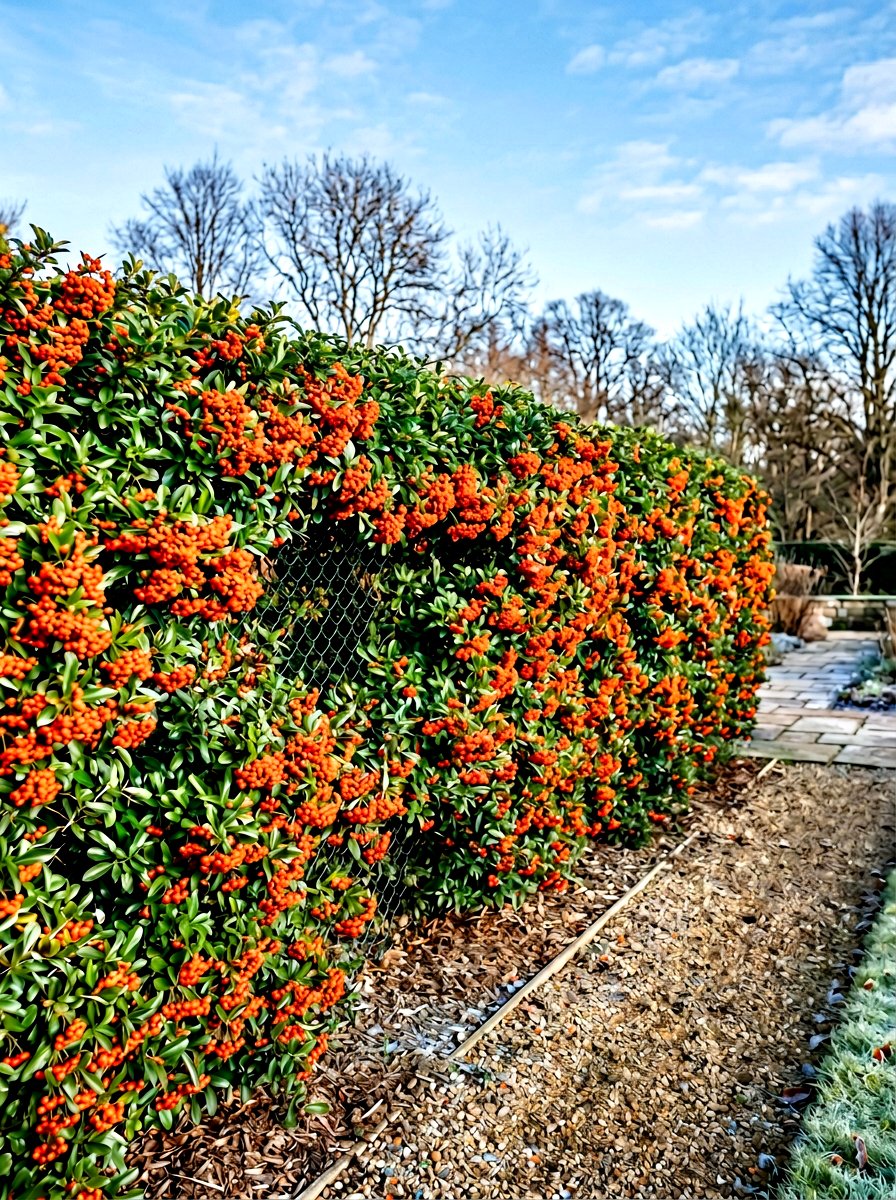 Pyracantha Firethorn Hedge - 30 hedge row ideas
