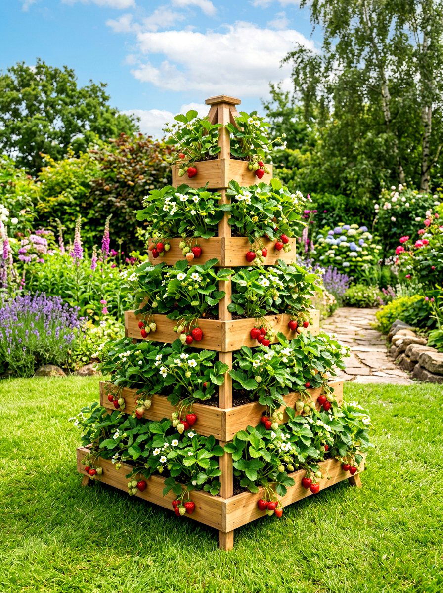 Pyramid Garden Planter - 30 vertical vegetable garden ideas