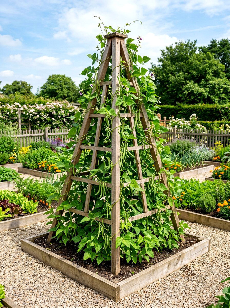 Pyramid Garden Support - 30 vegetable garden trellis ideas