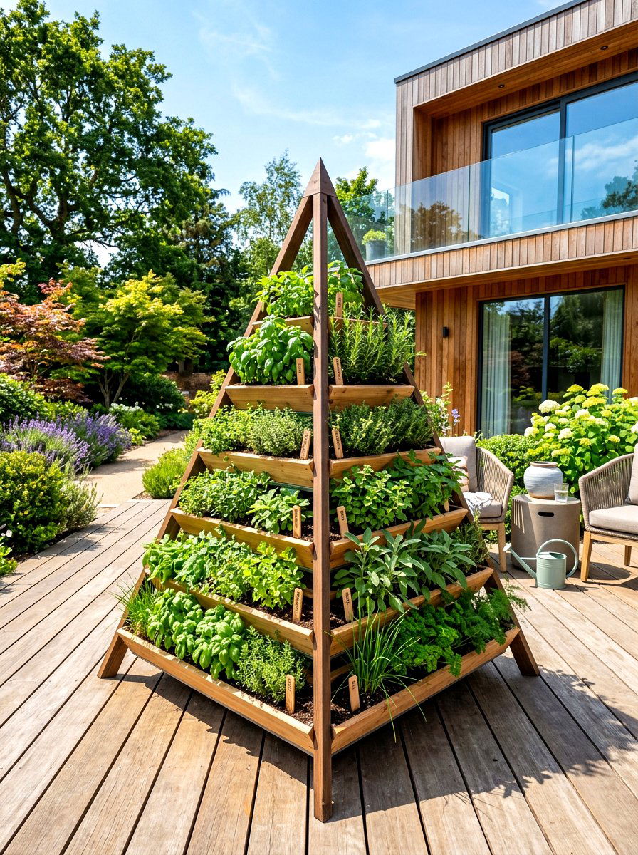 Pyramid Herb Tower - 30 herb garden trellis ideas