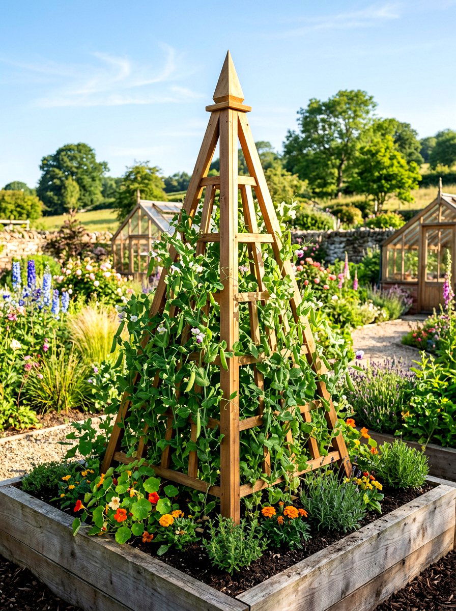 Pyramid Shape Garden Trellis - 30 raised bed trellis ideas