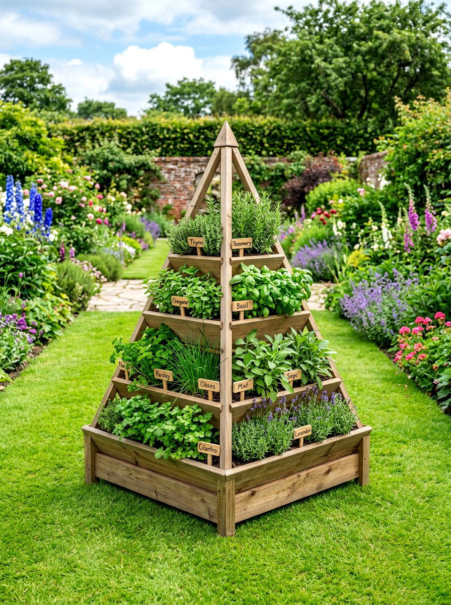 Pyramid Style Herb Planter - 30 tiered herb planter ideas