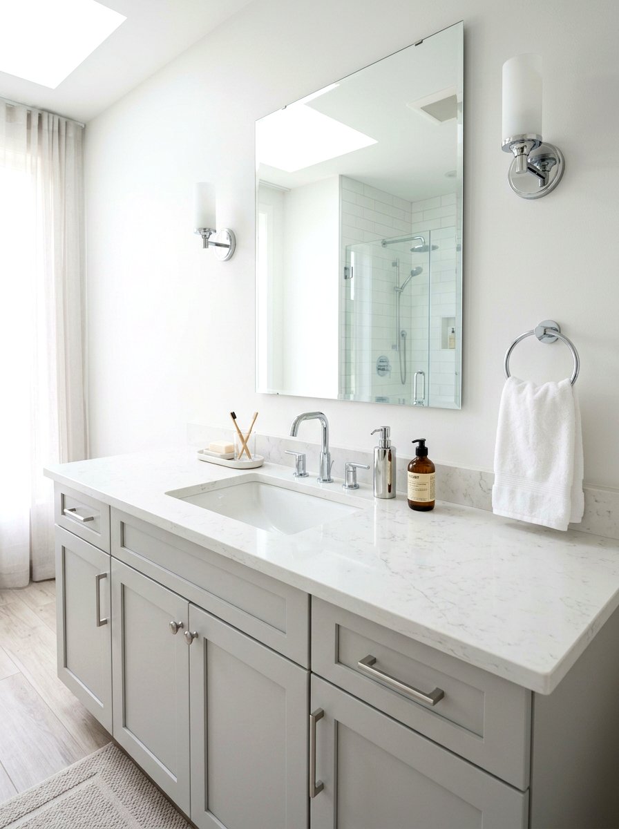 Quartz Bathroom Countertop - 30 guest powder room decor ideas