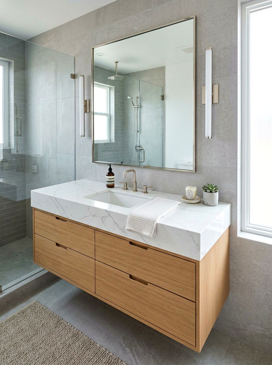 Quartz Countertop Vanity - 30 condo bathroom ideas