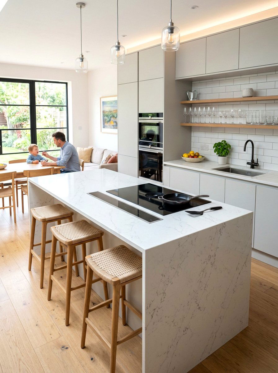 Quartz Kitchen Island With Induction Surface - 30 kitchen island with cooktop ideas