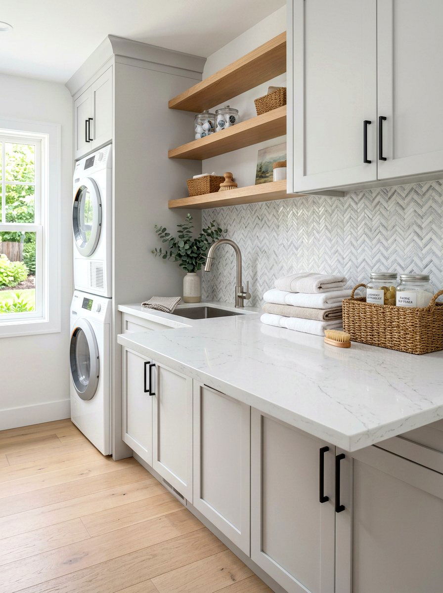 Quartz Laundry Room Folding Surface - 30 folding station laundry ideas