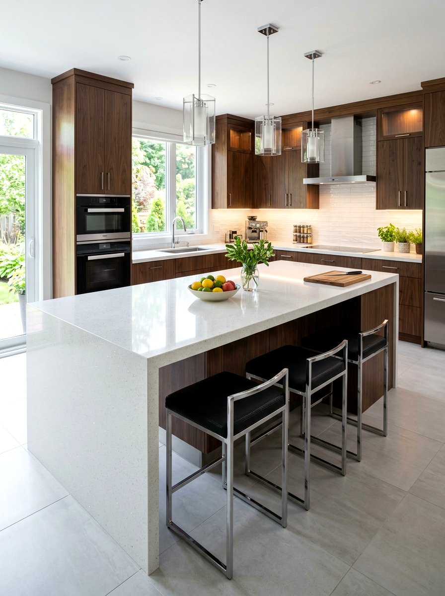Quartz Overhang Bar Seating - 30 breakfast bar ideas