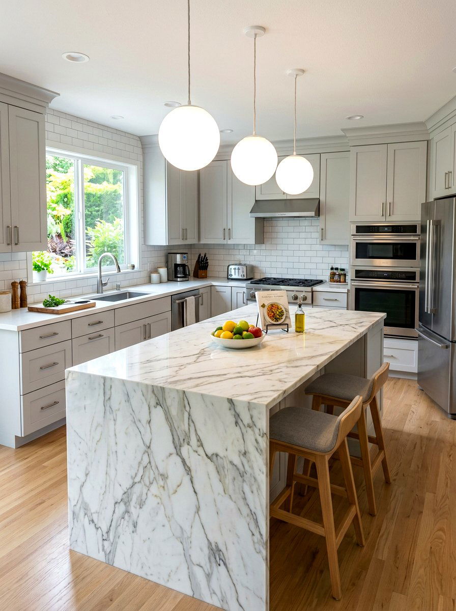 Quartz Perimeter Countertop - 30 slab stone kitchen ideas