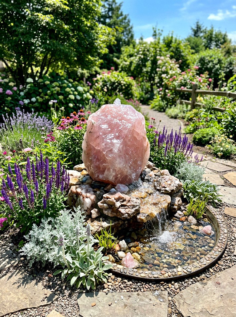 Quartz Rock Fountain - 30 bubbling rock fountain ideas