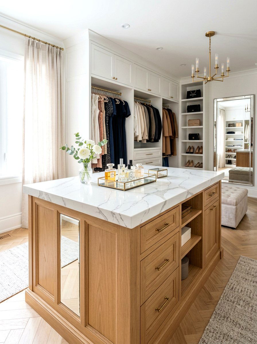 Quartz countertop closet island - 30 island dresser closet ideas