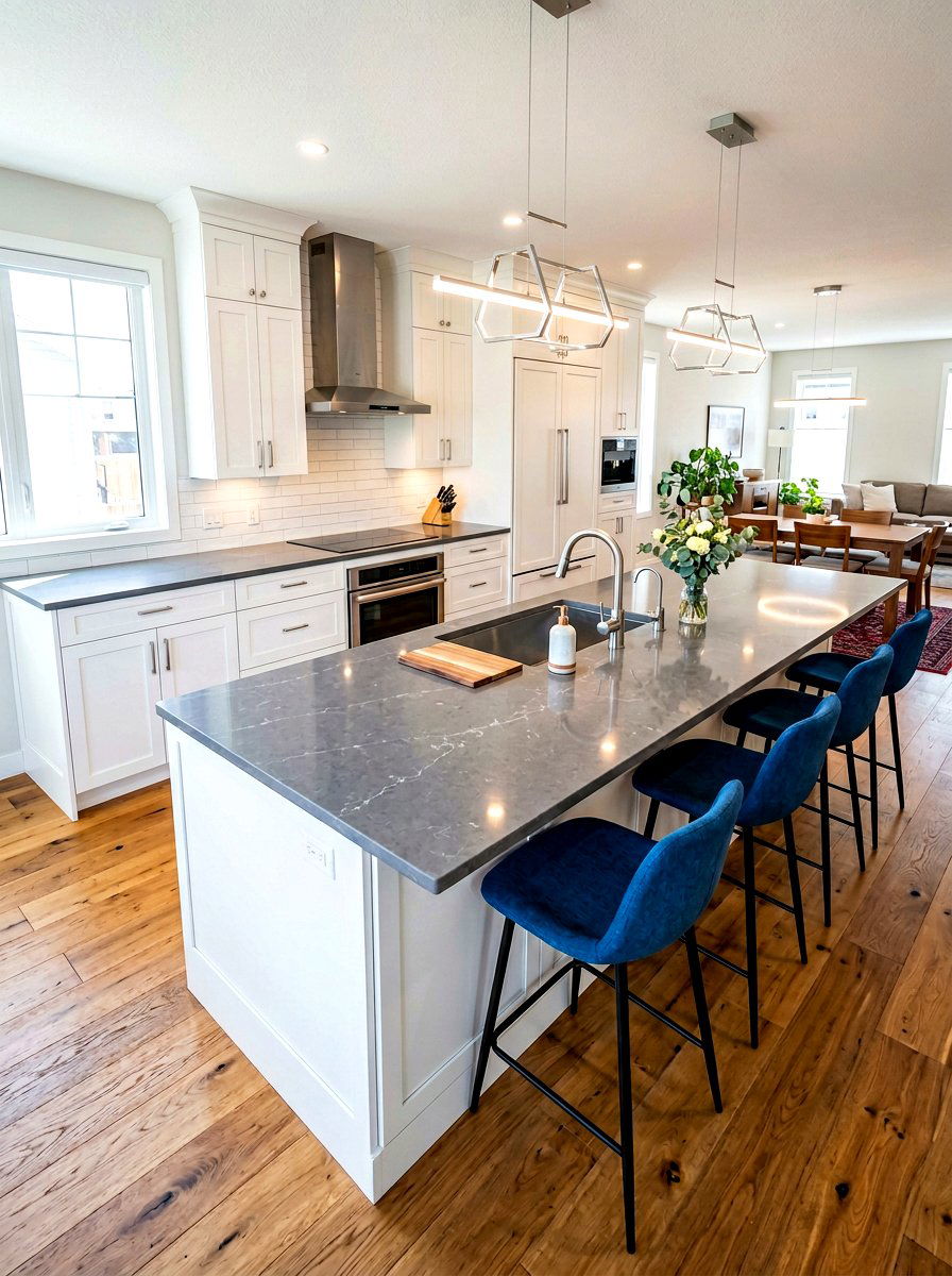 Quartz countertop kitchen islands - 30 double island kitchen ideas
