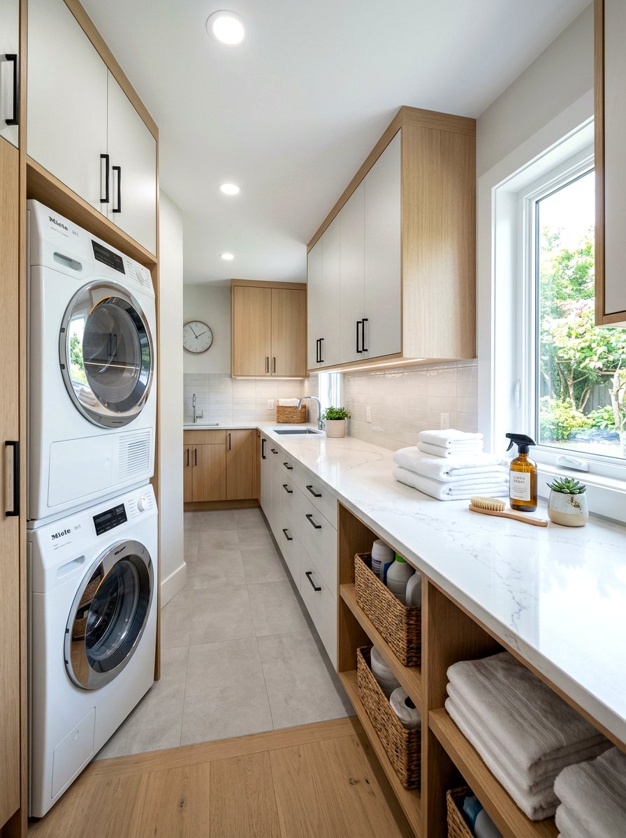 Quartz folding station - 30 pet laundry room ideas