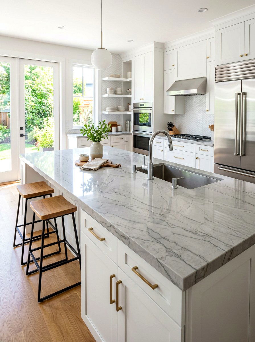 Quartz kitchen island with sink - 30 kitchen island with sink ideas