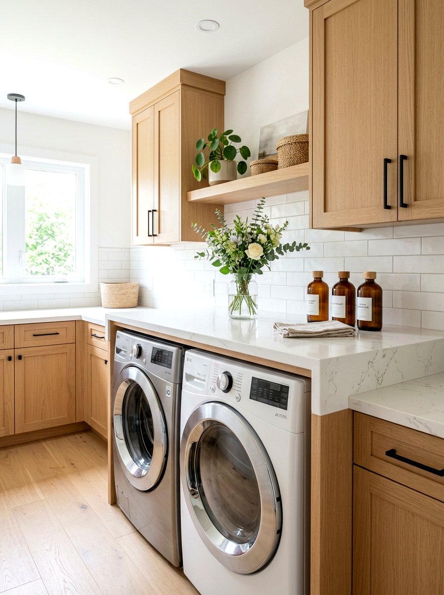 Quartz laundry room countertop - 30 eco laundry room ideas