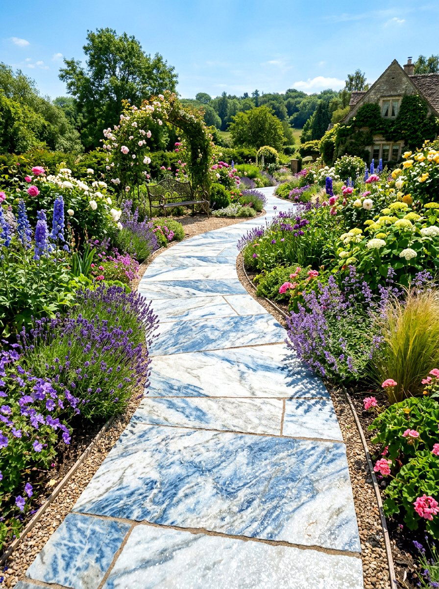 Quartzite Garden Walk - 30 stepping path backyard ideas