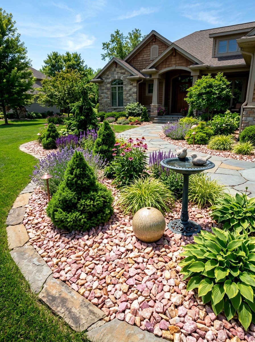 Quartzite Landscape Rock - 30 rock mulch front yard ideas