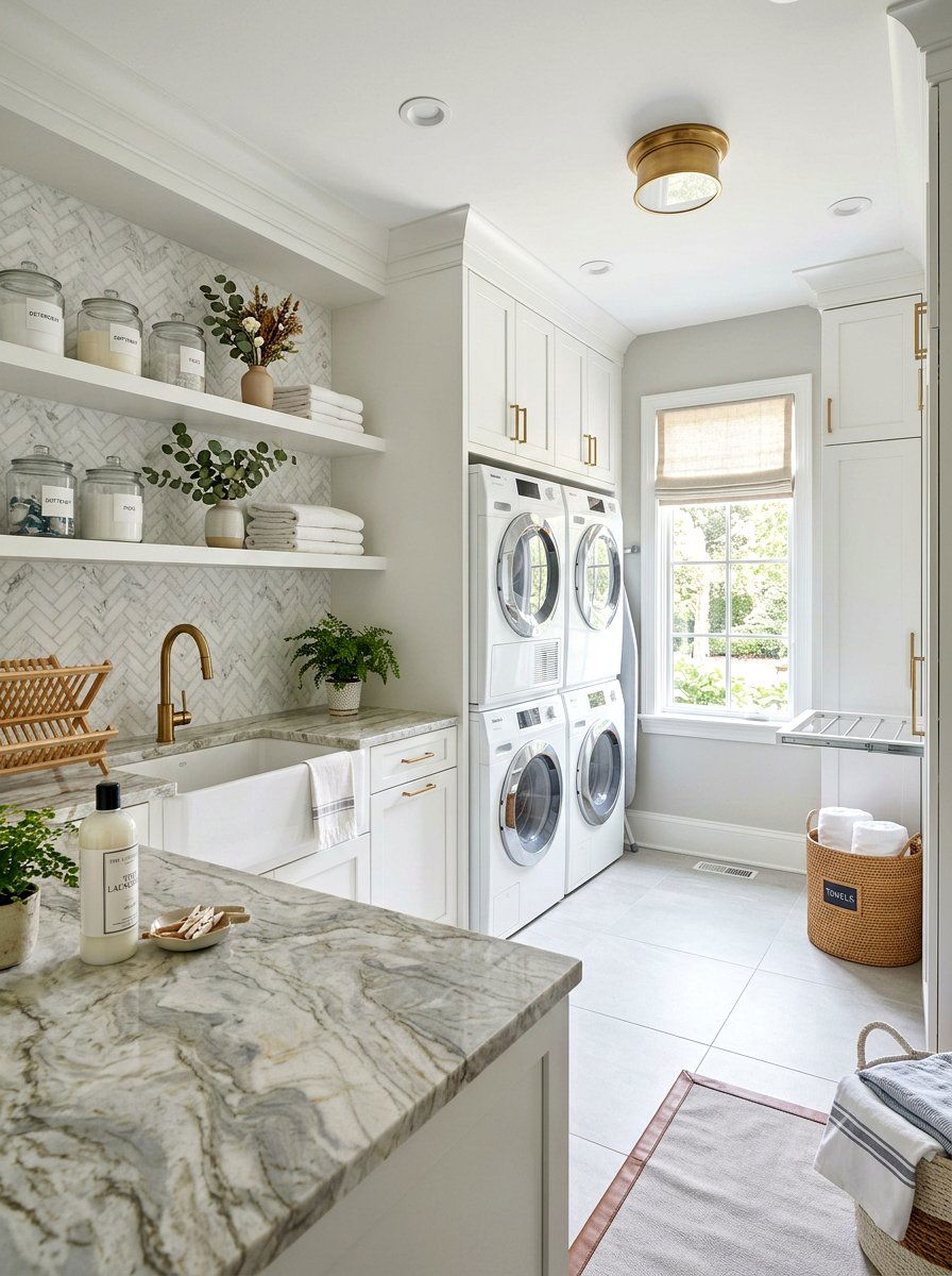 Quartzite Laundry Counter - 30 laundry room countertop ideas