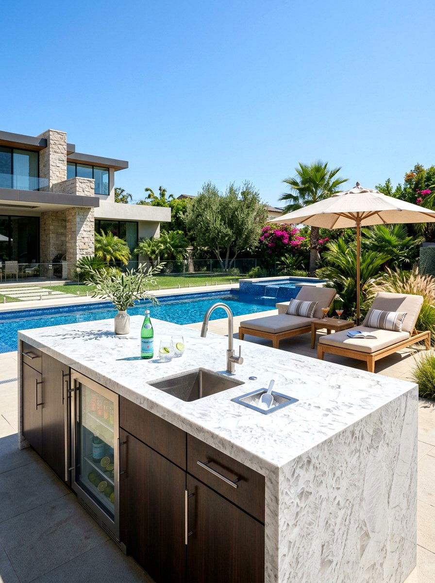 Quartzite Outdoor Island - 30 outdoor countertop ideas