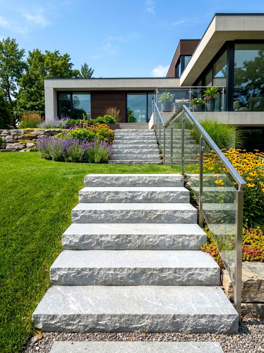 Quartzite Outdoor Stairs - 30 stone front steps ideas